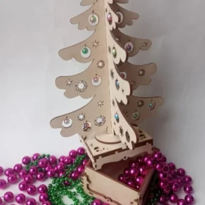 3D Christmas Tree Box CNC DXF SVG Free Download CNC laser cut design