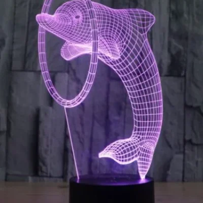 3D Dolphin Illusion Lamp CNC DXF SVG Free Download CNC laser cut design