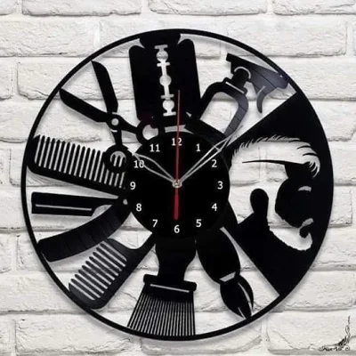 Barber Shop Clock Wall Art CNC DXF SVG Free Download CNC laser cut design