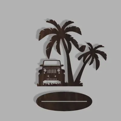 Beach Jeep Palm Trees CNC DXF SVG Free Download CNC laser cut design