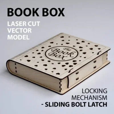 Book Box Sliding Latch CNC DXF SVG Free Download CNC laser cut design