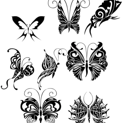 Butterfly Collection Tribal Art CNC DXF SVG Free Download CNC laser cut design