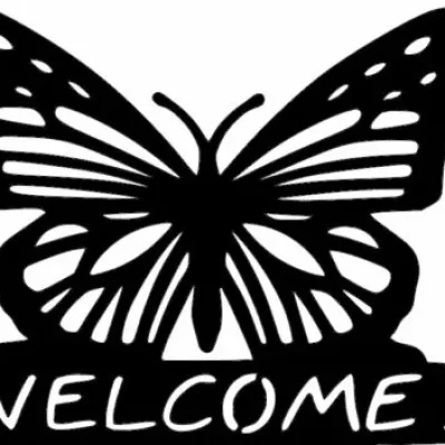 Butterfly Welcome Sign CNC DXF SVG Free Download CNC laser cut design