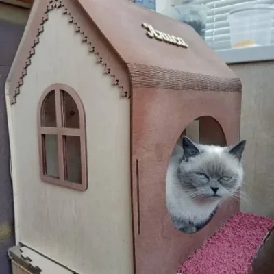 Cat House Pet Shelter CNC DXF SVG Free Download CNC laser cut design