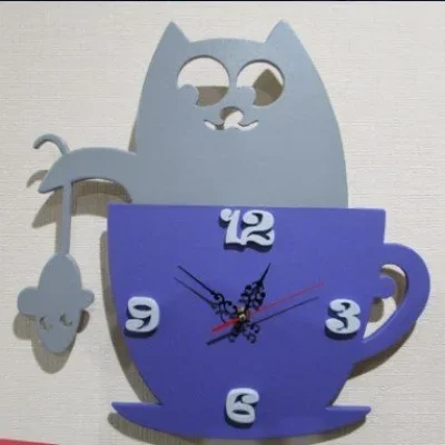 Cat in Teacup Wall Clock CNC DXF SVG Free Download CNC laser cut design