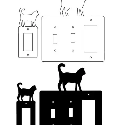 Cat Light Switch Cover CNC DXF SVG Free Download CNC laser cut design