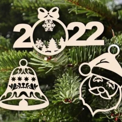 Christmas 2022 Ornament Set CNC DXF SVG Free Download CNC laser cut design