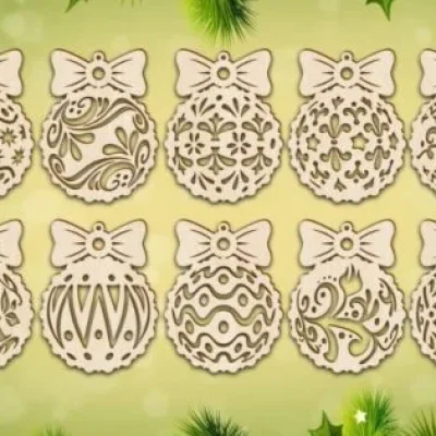 Christmas Ball Ornament Bow CNC DXF SVG Free Download CNC laser cut design