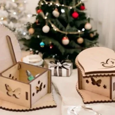 Christmas Heart Gift Box CNC DXF SVG Free Download CNC laser cut design