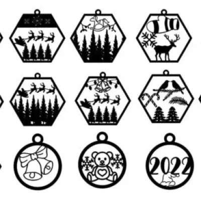 Christmas Holiday Ornaments CNC DXF SVG Free Download CNC laser cut design