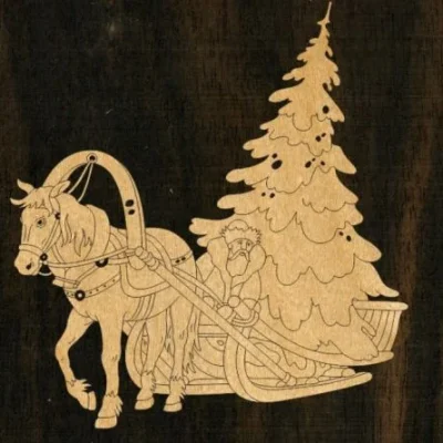 Christmas Horse Sleigh Tree Scene CNC DXF SVG Free Download CNC laser cut design