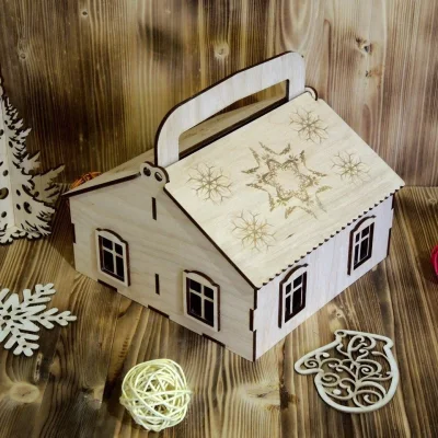 Christmas House Gift Box CNC DXF SVG Free Download CNC laser cut design