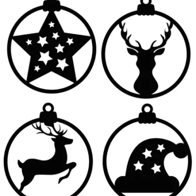 Christmas Ornament Set CNC DXF SVG Free Download CNC laser cut design