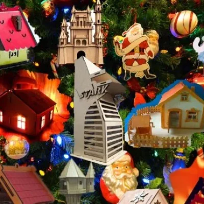 Christmas Village Houses Ornaments CNC DXF SVG Free Download CNC laser cut design