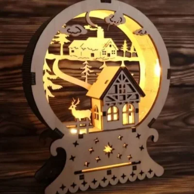 Christmas Village Snow Globe CNC DXF SVG Free Download CNC laser cut design
