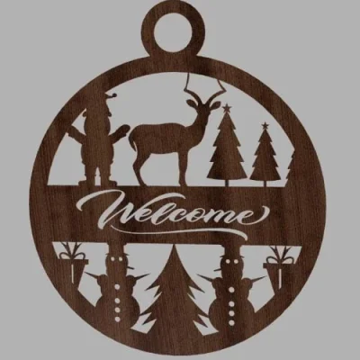 Christmas Welcome Ornament CNC DXF SVG Free Download CNC laser cut design
