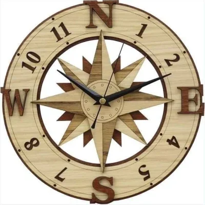 Compass Clock Wall Art CNC DXF SVG Free Download CNC laser cut design