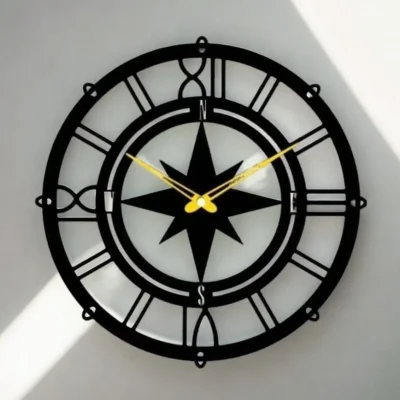 Compass Star Wall Clock CNC DXF SVG Free Download CNC laser cut design