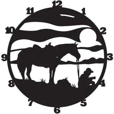 Cowboy Horse Clock CNC DXF SVG Free Download CNC laser cut design