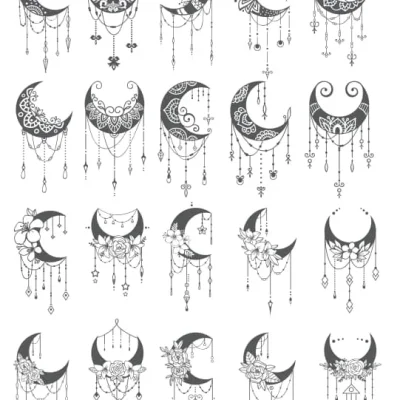 Crescent Moon Dreamcatcher Collection CNC DXF SVG Free Download CNC laser cut design