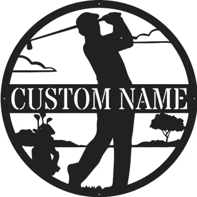 Custom Name Golfer Silhouette CNC DXF SVG Free Download CNC laser cut design