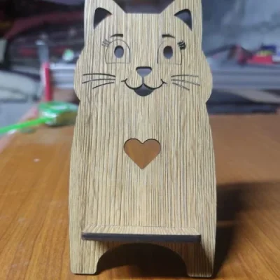 Cute Cat Phone Stand CNC DXF SVG Free Download CNC laser cut design