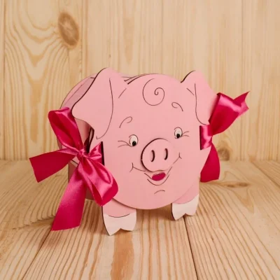 Cute Pig 3D Papercraft CNC DXF SVG Free Download CNC laser cut design