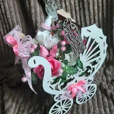 Decorative Baby Carriage Flower Holder CNC DXF SVG Free Download CNC laser cut design