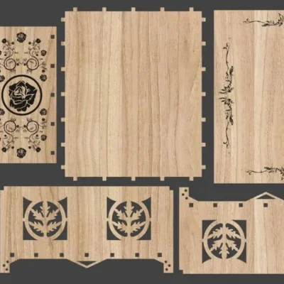 Decorative Box Panel Set Rose Floral CNC DXF SVG Free Download CNC laser cut design