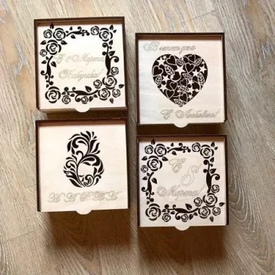 Decorative Box Set Floral Heart CNC DXF SVG Free Download CNC laser cut design