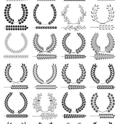 Decorative Laurel Wreaths Collection CNC DXF SVG Free Download CNC laser cut design
