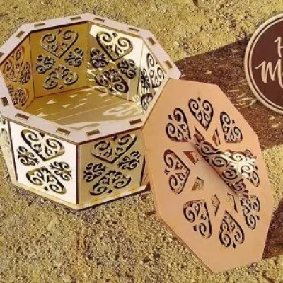 Decorative Octagonal Gift Box CNC DXF SVG Free Download CNC laser cut design