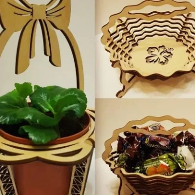 Decorative Plant Stand Basket CNC DXF SVG Free Download CNC laser cut design