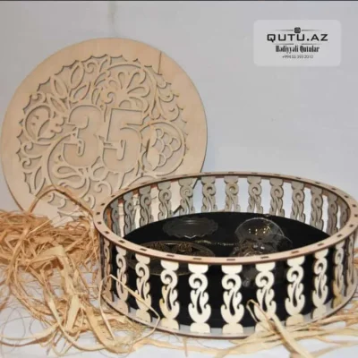 Decorative Round Box 35th Anniversary CNC DXF SVG Free Download CNC laser cut design