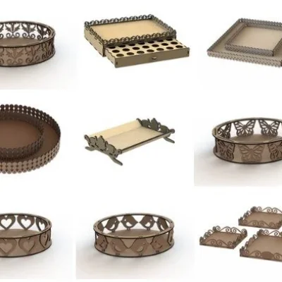 Decorative Serving Trays Collection CNC DXF SVG Free Download CNC laser cut design