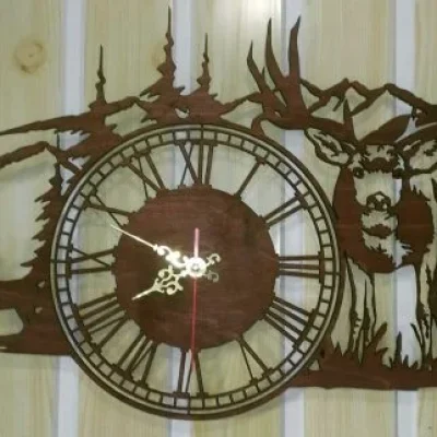 Deer Forest Clock CNC DXF SVG Free Download CNC laser cut design