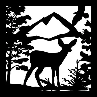 Deer Mountain Forest Silhouette CNC DXF SVG Free Download CNC laser cut design