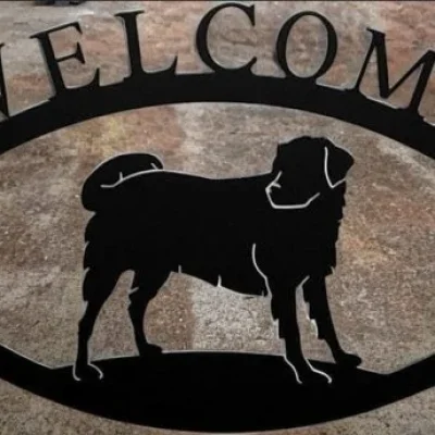 Dog Welcome Sign CNC DXF SVG Free Download CNC laser cut design