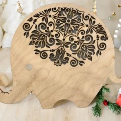 Elephant Mandala Decorative CNC DXF SVG Free Download CNC laser cut design