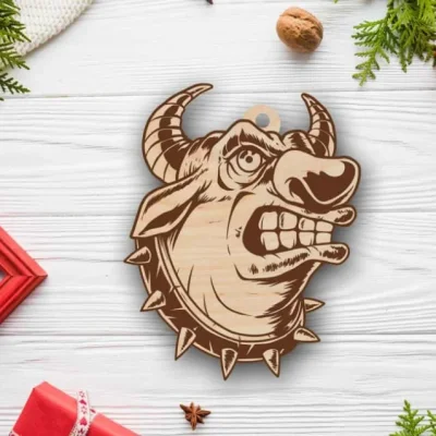 Fierce Bull Head Spiked Collar CNC DXF SVG Free Download CNC laser cut design