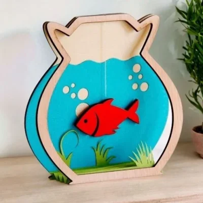Fish Bowl Aquarium Layered CNC DXF SVG Free Download CNC laser cut design