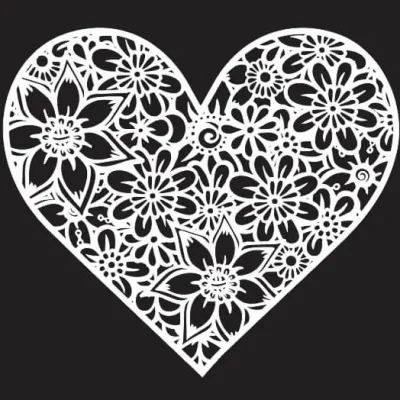 Floral Heart Lace Pattern CNC DXF SVG Free Download CNC laser cut design