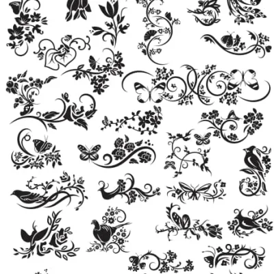 Floral Vine Ornament Collection CNC DXF SVG Free Download CNC laser cut design