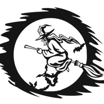 Flying Witch Halloween Crescent Moon CNC DXF SVG Free Download CNC laser cut design