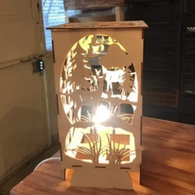 Forest Scene Deer Lantern Box CNC DXF SVG Free Download CNC laser cut design