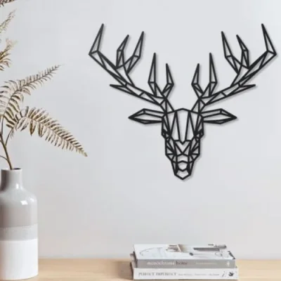 Geometric Deer Head Wall Art CNC DXF SVG Free Download CNC laser cut design