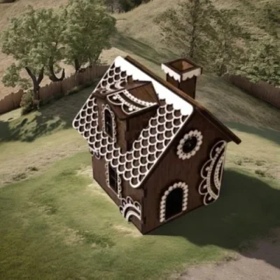 Gingerbread House 3D Assembly CNC DXF SVG Free Download CNC laser cut design