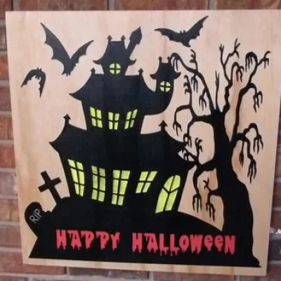 Halloween Haunted House Scene CNC DXF SVG Free Download CNC laser cut design