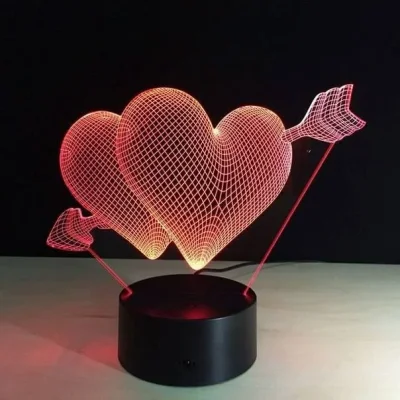Heart Arrow 3D LED Lamp CNC DXF SVG Free Download CNC laser cut design