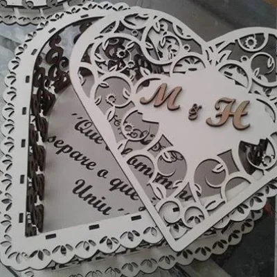 Heart Wedding Guest Book CNC DXF SVG Free Download CNC laser cut design
